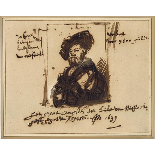Rembrandt Harmensz van Rijn. Feder in Braun, weiße Deckfarbe, Albertina Wien, Inv Nr 8859