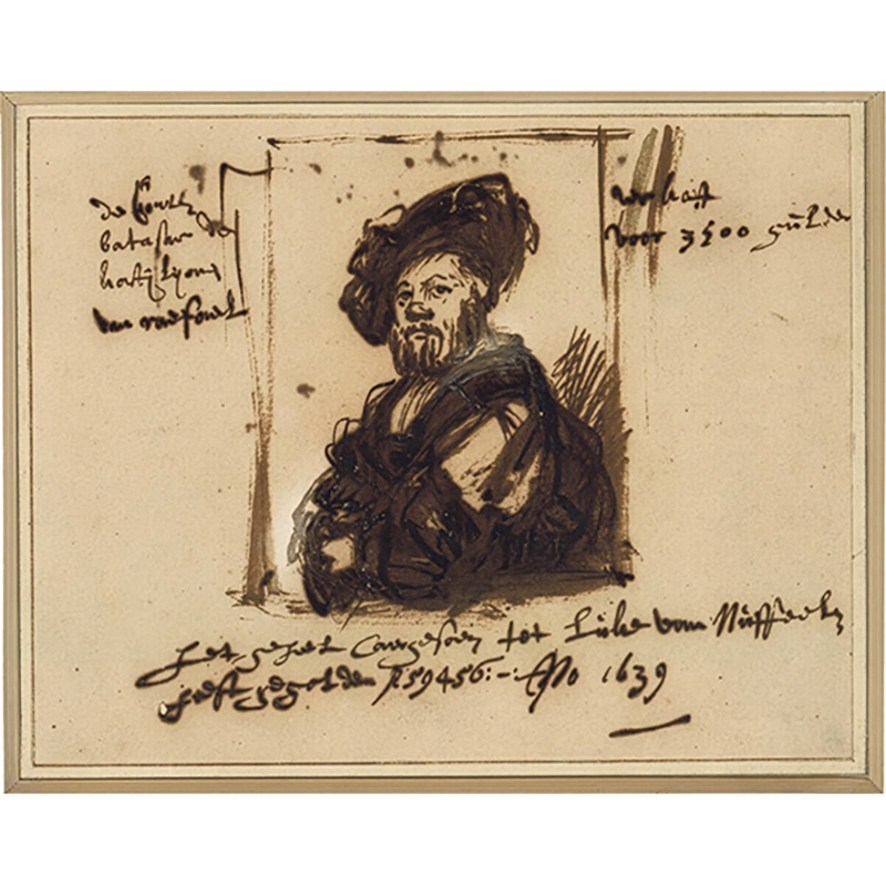 Rembrandt Harmensz van Rijn. Feder in Braun, weiße Deckfarbe, Albertina Wien, Inv Nr 8859