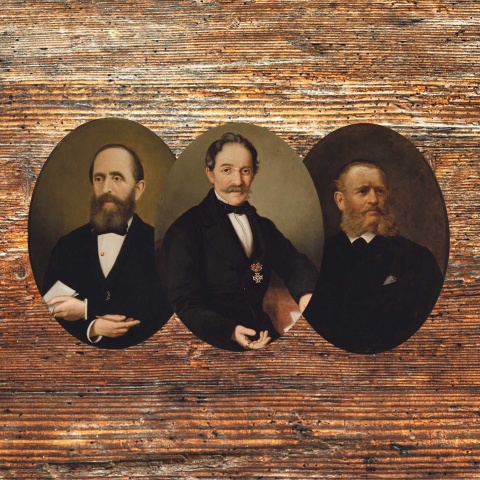 Porträts der drei liberalen Vorarlberger Landeshauptmänner zwischen 1861 und 1890 von links nach rechts: Sebastian Ritter von Froschauer, Dr. Anton Jussel und Carl Graf von Belrupt-Tissac.<br><br>Fotos: Vorarlberger Landesbibliothek/Sammlung Helmut Klapper