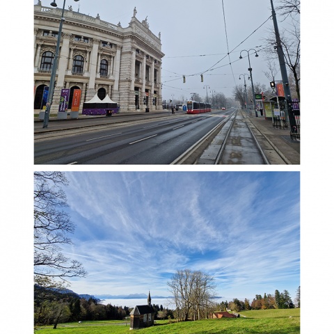 Am Wiener Ring und die Kapelle neben der „Ammenegger Stuba“ an der Bödelestraße: Blauer Himmel, das Tal als Sahnemeer.