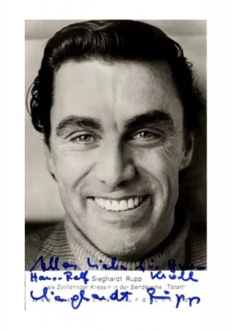 Signierte Autogrammkarte von Schauspieler Sieghardt Rupp.