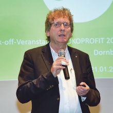 Michael Braungart im WIFI in Dornbirn: „Lassen Sie uns alle Dinge neu denken.“<br><br>Fotos: Landespressestelle Vorarlberg, dietmar Walser