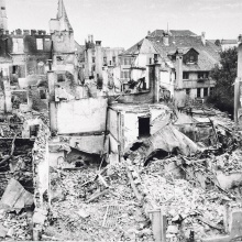 Bregenz nach der Bombardierung am 1. Mai 1945<br><br>Foto: Vorarlberger Landesbibliothek/Helmut Klapper